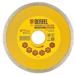 Диск алмазный отрезной сплошной 115 х 22,2 мм мокрая резка DENZEL артикул 73118