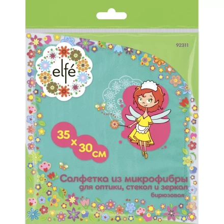 Салфетка из микрофибры для оптики стекол и зеркал бирюзовая 350х300 мм Elfe 92311 купить в Муравленко