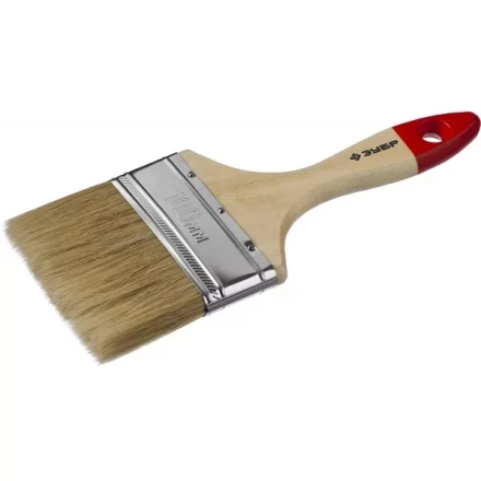 Кисть плоская  ЗУБР &quot;УНИВЕРСАЛ-МАСТЕР&quot;, натуральная щетина, деревянная ручка, 100мм 4-01003-100 купить в Муравленко