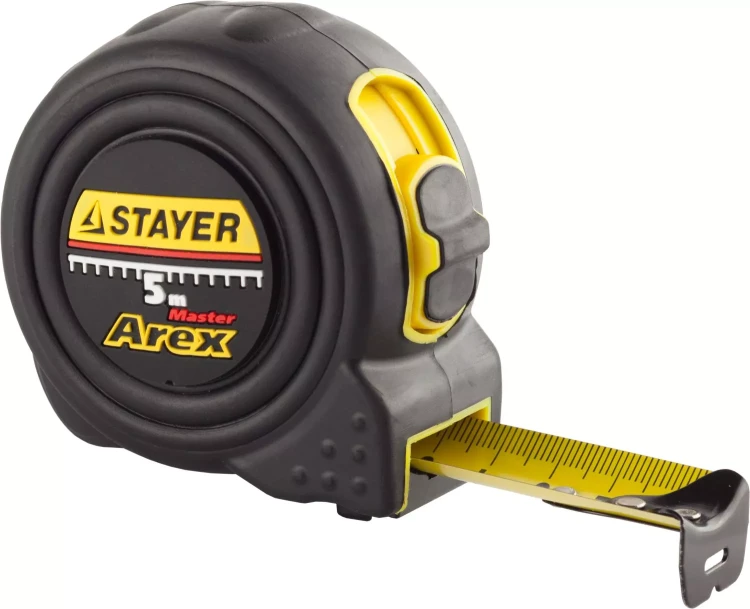 Рулетка STAYER "PROFI" "AREX", двухкомпонентный противоударный корпус, упрочненное полотно, 5м/25мм 3410-05-25_z01 купить в Муравленко