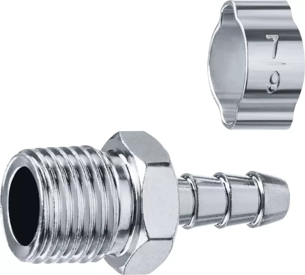 ЗУБР штуцер елочка, 6 мм - 1/4M, переходник с обжимным хомутом, Профессионал (64924-1/4-06) купить в Муравленко