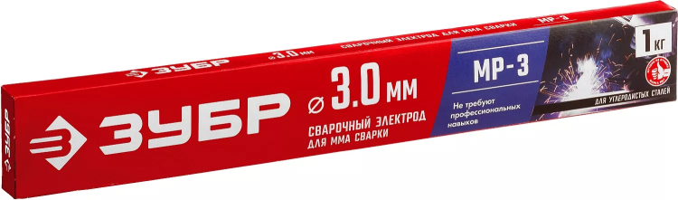 ЗУБР Д 3.0 х 350 мм, 1 кг в коробке, МР-3 рутиловый, электрод сварочный (40011-3.0) купить в Муравленко