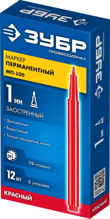 ЗУБР МП-100 красный, 1 мм перманентный маркер (06320-3) купить в Муравленко