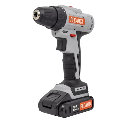 Дрель-шуруповерт аккумуляторная Ресанта ДА-20-2ЛК-Б (2,0 А/ч) (бесщеточный двигатель) 75/14/10 купить в Муравленко