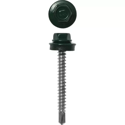 Саморезы ЗУБР &quot;ПРОФЕССИОНАЛ&quot; окраш., RAL 6005 зелен. насыщен., для крепл. кров. матер. к дерев. обреш., 4.8x70мм, 160шт 4-300315-48-070-6005 купить в Муравленко