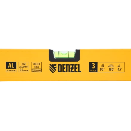 Уровень алюминиевый Denzel, магнит, фрезерованный, 3 глазка (1 зеркал.), 0,5 мм/м, 1000 мм, 33693 купить в Муравленко