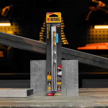 Сверло спиральное по металлу Denzel, 11 х 195 мм, Р6М5, Golden Tip, удлиненное 718264 купить в Муравленко