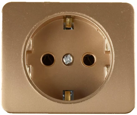 Розетка СВЕТОЗАР &quot;ГАММА&quot; с заземлением, одинарная, без вставки и рамки, цвет золотой металлик, 16А/~250В SV-54105-GM купить в Муравленко