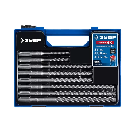 ЗУБР ПРОФИ-4Х 8 шт: 5/6х110, 6/8/10х160, 8/10/12х210 мм, набор SDS-plus буров (29313-H8-1) купить в Муравленко