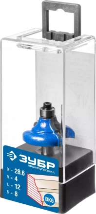 ЗУБР 28.6 x 12 мм, радиус 4 мм, фреза кромочная калевочная №2, Профессионал (28704-28.6) купить в Муравленко