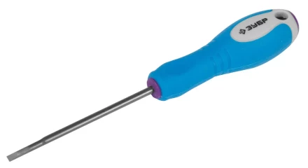 Отвертка ЗУБР, Cr-V сталь, трехкомпонентная рукоятка, цветовая индикация типа шлица, SL, 2,5x63мм 25251-2.5-063 купить в Муравленко