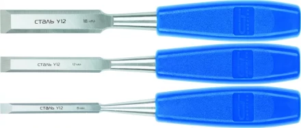 Набор стамесок плоских 3 штуки 8-12-18 мм СИБРТЕХ 24421 купить в Муравленко