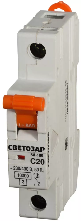 Выключатель автоматический СВЕТОЗАР 1-полюсный, 10 A, "C", откл. сп. 10 кА, 230 / 400 В SV-49071-10-C купить в Муравленко
