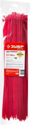 Хомуты нейлоновые ЗУБР "МАСТЕР" красные, 4,8 мм x 400 мм, 100 шт 309040-48-400 купить в Муравленко