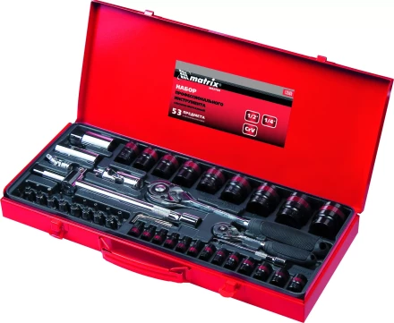Набор слесарно-монтажный с квадратами 1/4 и 1/2 53 предмета MATRIX MASTER 13585 купить в Муравленко
