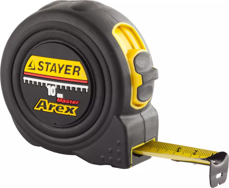 Рулетка STAYER "PROFI" "AREX", двухкомпонентный противоударный корпус, упрочненное полотно, 10м/25мм 3410-10_z01 купить в Муравленко