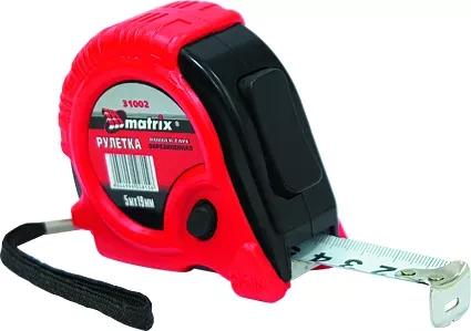 Рулетка Rubber 5 м х 19 мм обрезиненный корпус  MATRIX 31002 купить в Муравленко