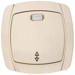 Выключатель СВЕТОЗАР &quot;CITY LIGHT&quot; проходной одноклавишный в сборе, с подсветкой, бежевый, 10А/~250В SV-54238-B