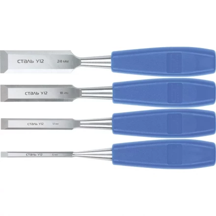 Набор стамесок плоских 4 штуки 6-12-18-24 мм СИБРТЕХ 24422 купить в Муравленко