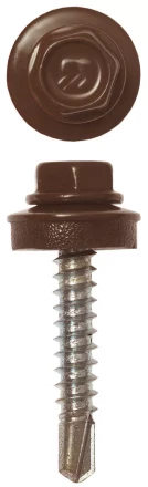 Саморезы ЗУБР &quot;ПРОФЕССИОНАЛ&quot; окраш., RAL 8017 шокол.-коричн., для крепл. кров. матер. к дерев. обреш., 4.8х29мм, 2500шт 4-300310-48-029-8017 купить в Муравленко