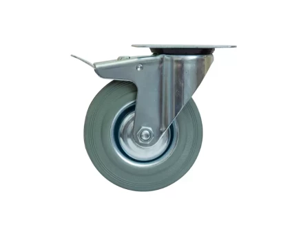 Колесо поворотное серая резина SCB 55 f 125 мм с тормозом 1027214 купить в Муравленко