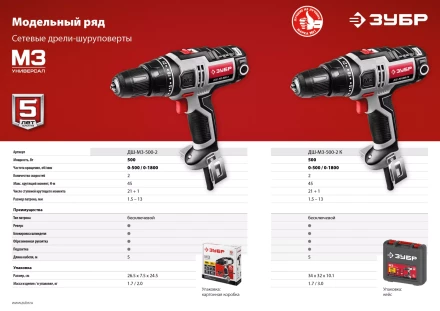 Дрель-шуруповерт сетевая ДШ-М3-500-2 К серия МАСТЕР купить в Муравленко