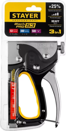 Степлер для скоб &quot;BlackPro 53&quot; 3-в-1: тип 53 (4-14 мм) / 300 (10-14 мм) / 500 (14 мм), STAYER Professional 31507 купить в Муравленко
