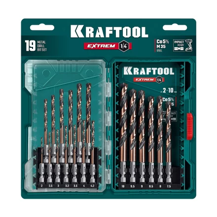 Набор сверл по металлу, хвостовик НЕХ-1/4, сталь М35-Со5% 29652-H19 купить в Муравленко