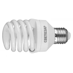 Энергосберегающая лампа СВЕТОЗАР "КОМПАКТ" спираль,цоколь E27(стандарт),Т2,яркий белый свет(4000 К),10000час,20Вт(100) 44454-20_z01