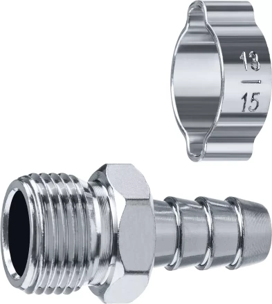 ЗУБР штуцер елочка, 10 мм - 3/8M, переходник с обжимным хомутом, Профессионал (64924-3/8-10) купить в Муравленко
