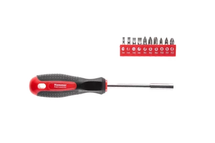 Отвертка HAMMER 601-036 с набором бит 11 предметов купить в Муравленко