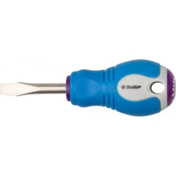 Отвертка ЗУБР, Cr-V сталь, трехкомпонентная рукоятка, цветовая индикация типа шлица, SL, 6,5x38мм 25251-6.5-038