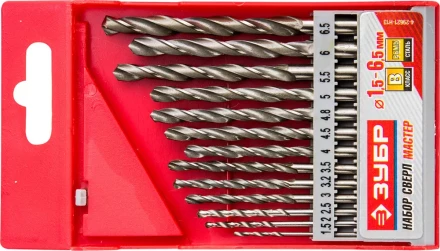 Набор ЗУБР &quot;МАСТЕР&quot;: Свёрла по металлу, цилиндрический хвостовик, быстрорежущая сталь Р6М5, 1,5-6,5мм, 13шт 4-29621-H13 купить в Муравленко