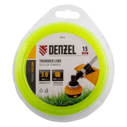 Леска для триммера зубчатый квадрат Denzel, 3мм х 15м, блистер FLEX CORD, 96215