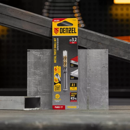 Сверло спиральное по металлу 3,2 x 65мм, Р6М5, Golden Tip, многогранная заточка, 2шт. Denzel 718269 купить в Муравленко