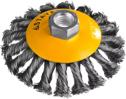 STAYER &quot;PROFESSIONAL&quot;. Щетка коническая для УШМ, жгутированная стальная проволока 0,5мм, 100ммхМ14 35135-100 купить в Муравленко