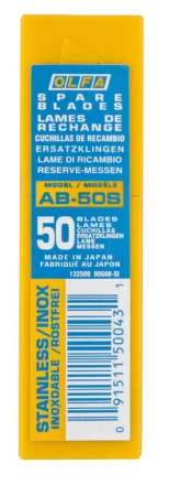 Лезвия OLFA сегментированные из нержавеющей стали, 9х80х0,38мм, 13 сегментов, 50шт OL-AB-50S купить в Муравленко