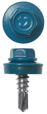 Саморезы ЗУБР окраш., RAL 5009 небесно-голуб., для крепл. кров. матер. к металл. констр., 5.5x25мм, 1800шт 4-300310-55-025-5009 купить в Муравленко