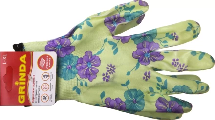 Перчатки GRINDA садовые, прозрачное нитриловое покрытие, размер L-XL, зеленые 11295-XL купить в Муравленко