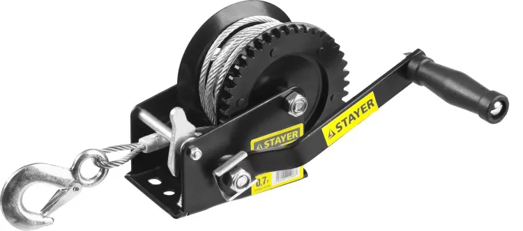 Лебедка ручная барабанная STAYER "MASTER", тяговая, тросовая, 0,7т, 8м 43112-0.7 купить в Муравленко