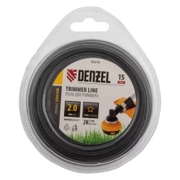 Леска для триммера двухкомпонентная звезда, 2,0мм х 15м,  FLEX CORD, Denzel 96216