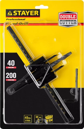 Сверло регулируемое, STAYER Profi 2944-200, двухрезцовое, по дереву, &quot;Балеринка&quot;, d=40-200мм 2944-200 купить в Муравленко