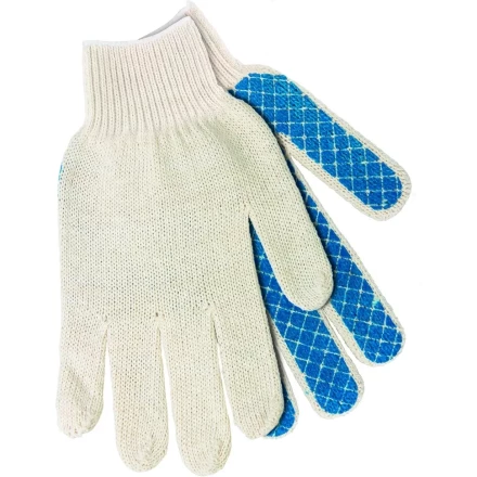 Перчатки х/б, ПВХ шахматный облив, 5 пар в упаковке Россия 67812 купить в Муравленко