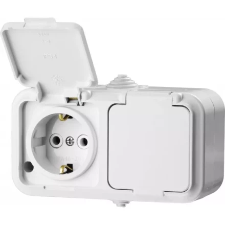 Розетка STAYER &quot;MASTER&quot; &quot;MAXIMA&quot; двухместная, с заземлением, с защитной крышкой, IP54, 16А, 220В 54307-W купить в Муравленко