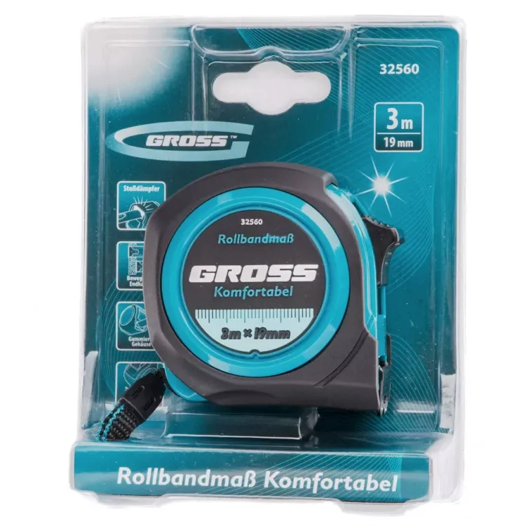 Рулетка Komfortabel 3 м х 19 мм обрезиненный корпус Gross 32560 купить в Муравленко