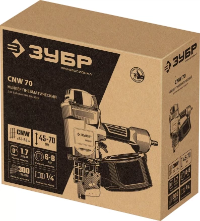 ЗУБР CNW-70, пневматический нейлер для барабанных гвоздей ЗУБР CNW (45-70 мм), Профессионал (31912) купить в Муравленко