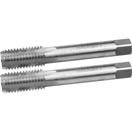 Метчики ЗУБР &quot;ЭКСПЕРТ&quot; машинно-ручные, комплектные для нарезания метрической резьбы в сквозных отверстиях, М18х2,5, 2шт 4-28007-18-2.5-H2 купить в Муравленко