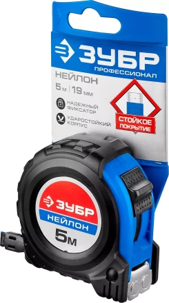Рулетка ЗУБР &quot;НЕЙЛОН&quot;, нейлоновое покрытие, упрочненное полотно, ударопрочный обрезиненный корпус, 5м/19мм 34056-05-19_z01 купить в Муравленко