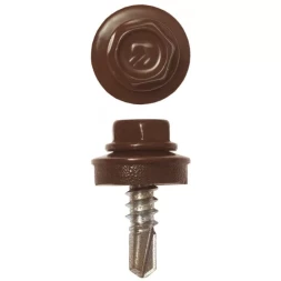 Саморезы ЗУБР "ПРОФЕССИОНАЛ" окраш., RAL 8017 шокол.-коричн., для крепл. кров. матер. к металл. констр. , 5.5x19мм, 2500шт 4-300310-55-019-8017