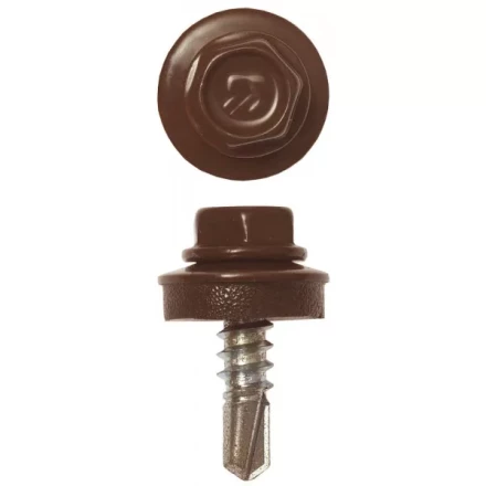 Саморезы ЗУБР &quot;ПРОФЕССИОНАЛ&quot; окраш., RAL 8017 шокол.-коричн., для крепл. кров. матер. к металл. констр. , 5.5x19мм, 2500шт 4-300310-55-019-8017 купить в Муравленко